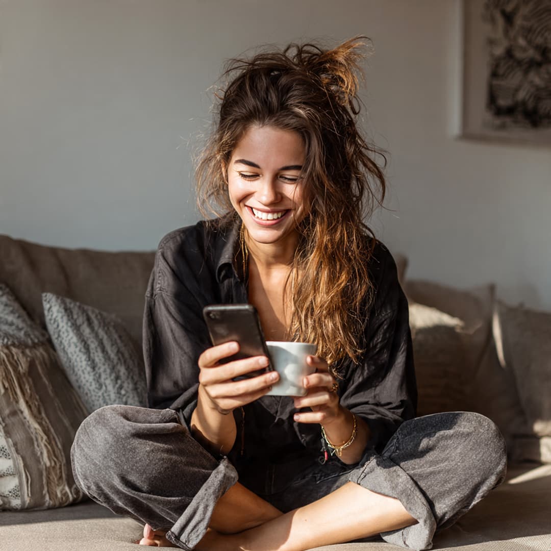 Demonstração do mini site em um celular